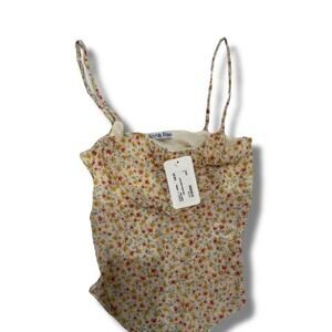 Yellow Anna Rae floral bodysuit size small brand new with tags